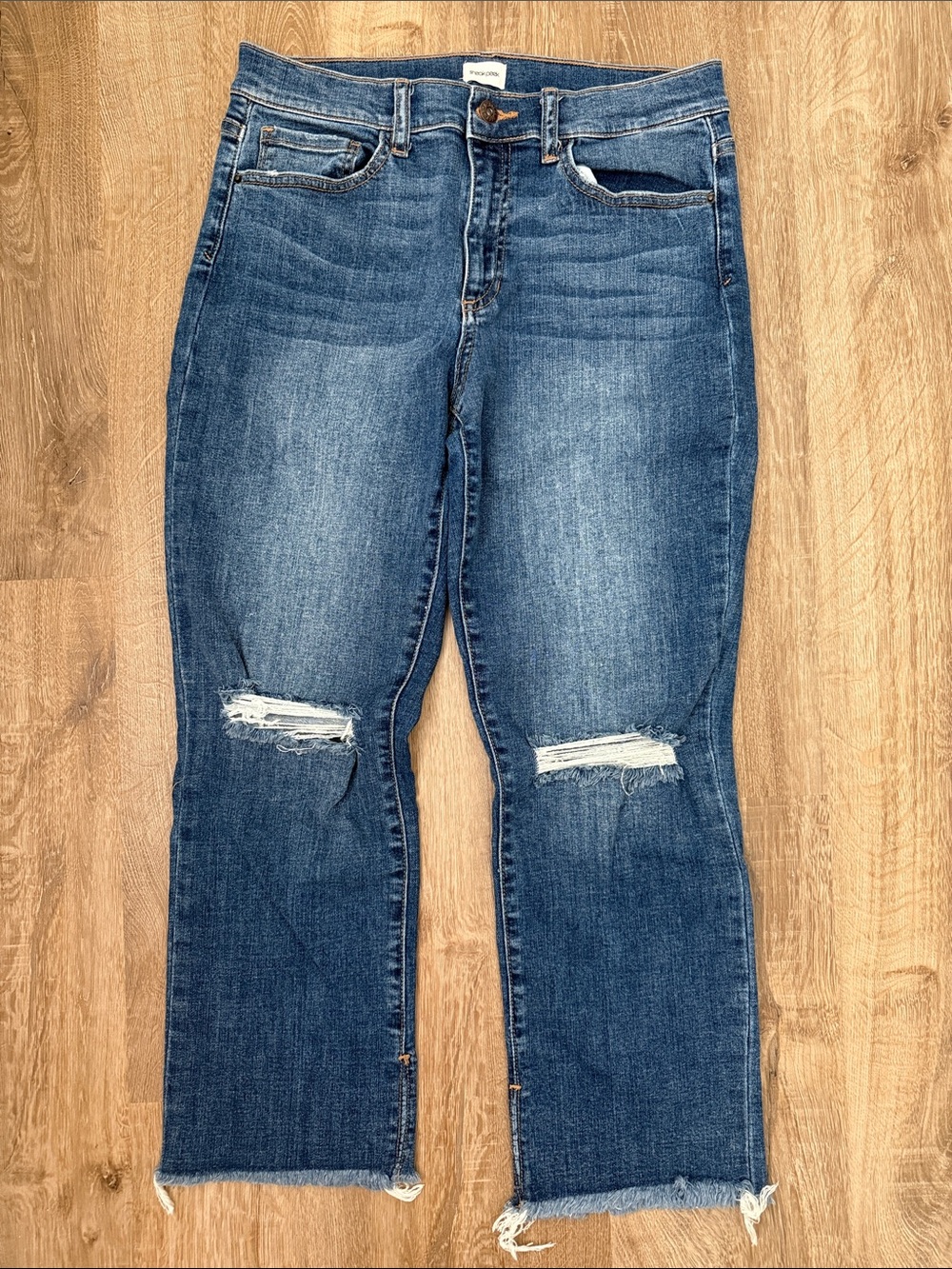 Sneak Peek Mid Rise Classic Distressed Women's Blue Jeans